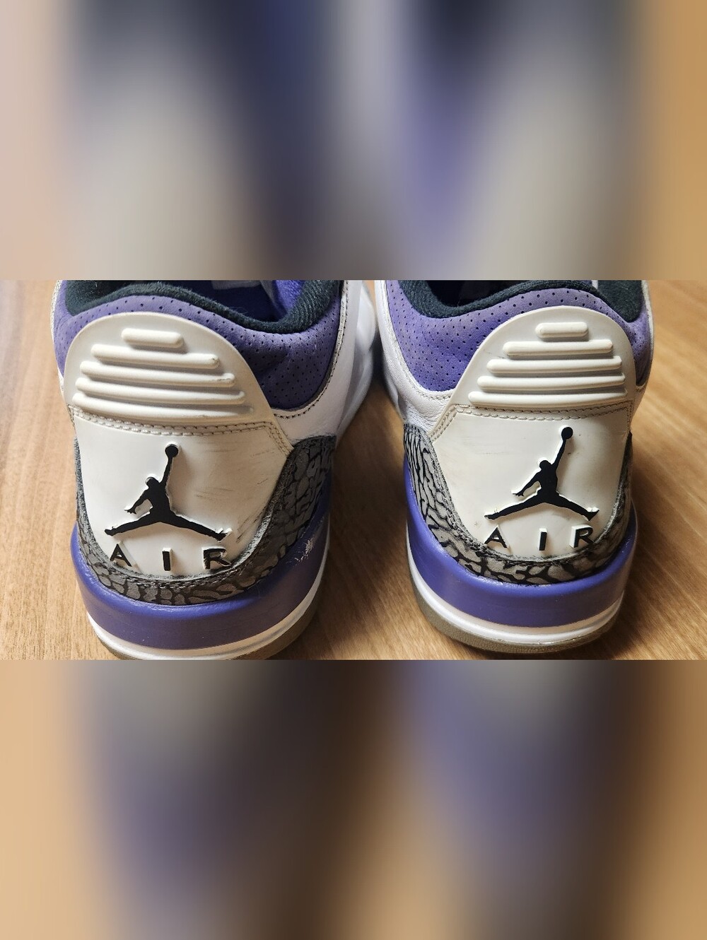 Jordan Men’s White and Navy Basketball Sneakers with Elephant Print - Picture 9 of 10